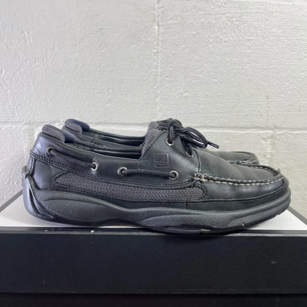 Sperry Top Sider 0773507 Black Leather Boat Shoes‎ 2 Eye Men's Size 11 M